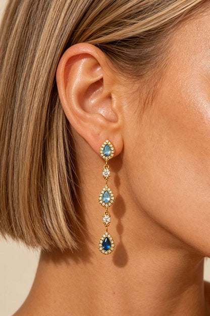 Blue Crystal Drop Earring