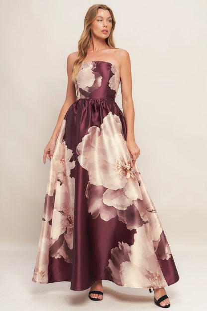Floral Strapless Maxi Dress