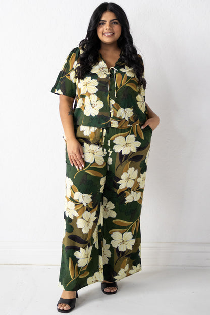 Leaf Print SS Blouse (XS-2X)