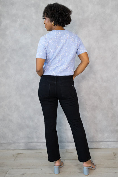 Floral Applique Short Sleeve Cardi