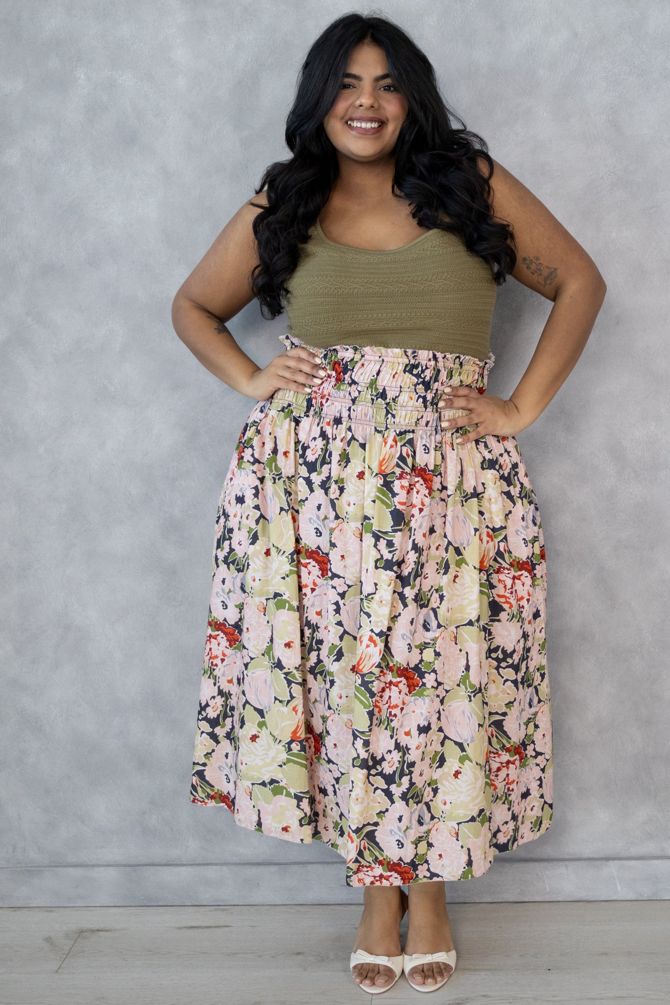 CURVE Floral Midi Skirt