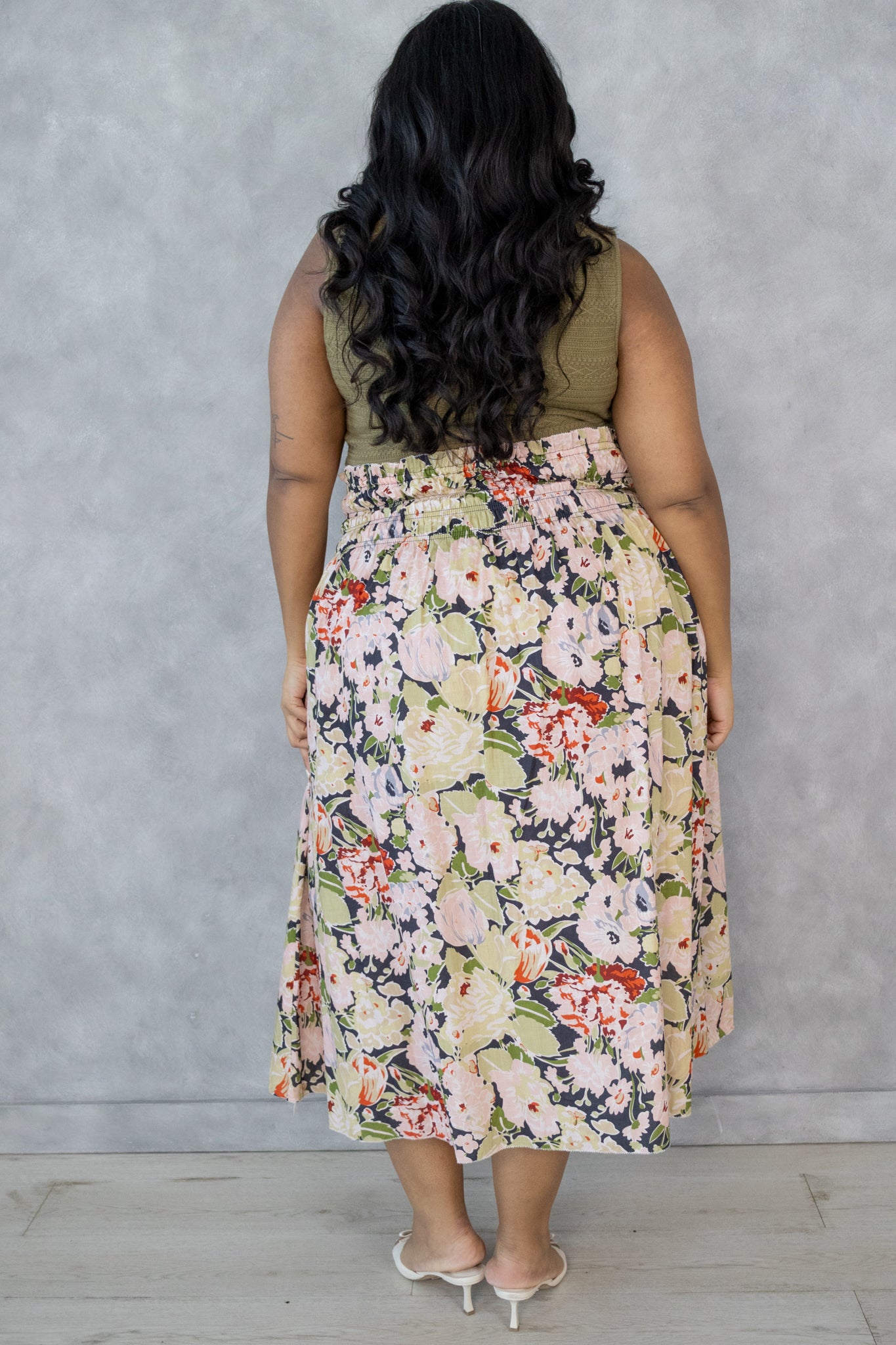 CURVE Floral Midi Skirt