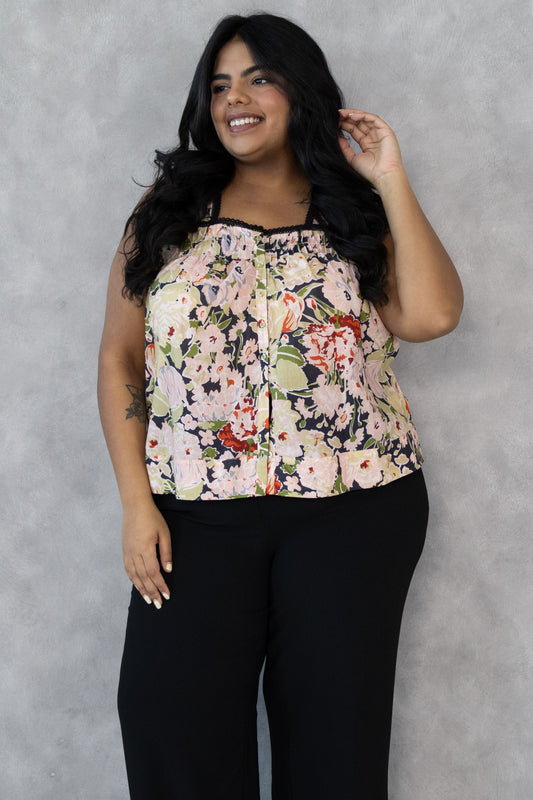 CURVE Sleeveless Floral Blouse