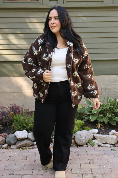 BRUNETTE THE LABEL Floral Sherpa Jacket (XS-3X)