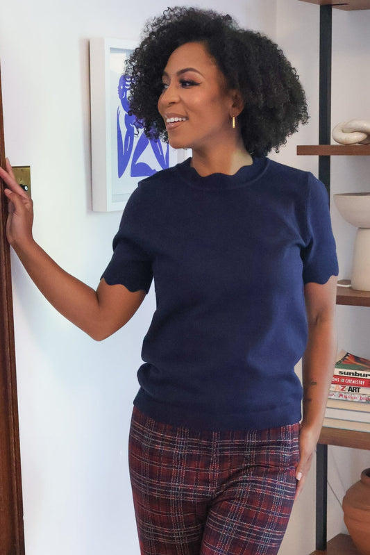 Scalloped Edge SS Sweater (S-XXL)