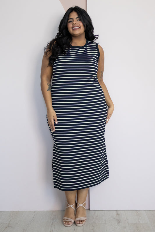 Soft Knit Striped Midi Dress (S-XXL)