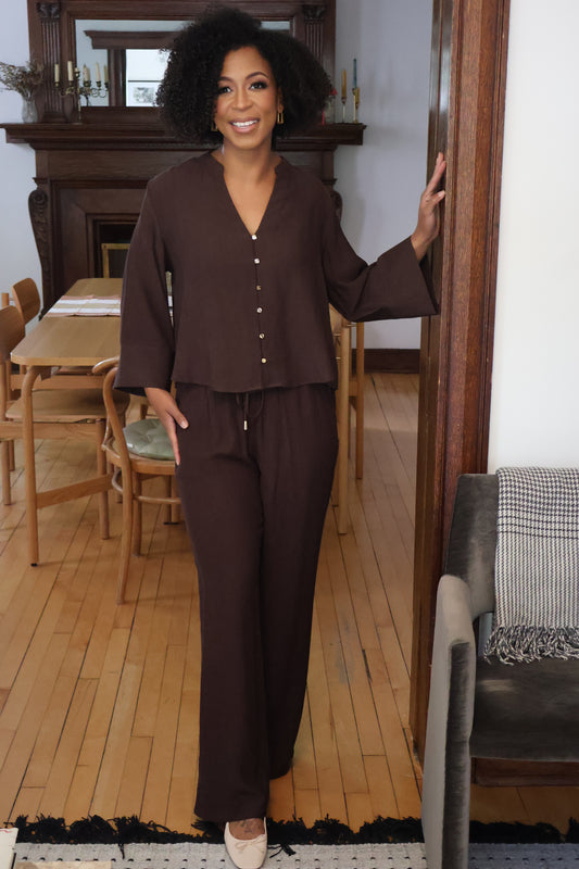 Crinkle Wide Sleeve Top (XS-2X)