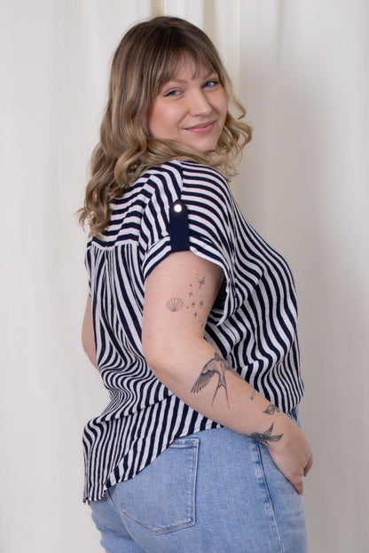 CURVE Stripe Short Sleeve Button Up