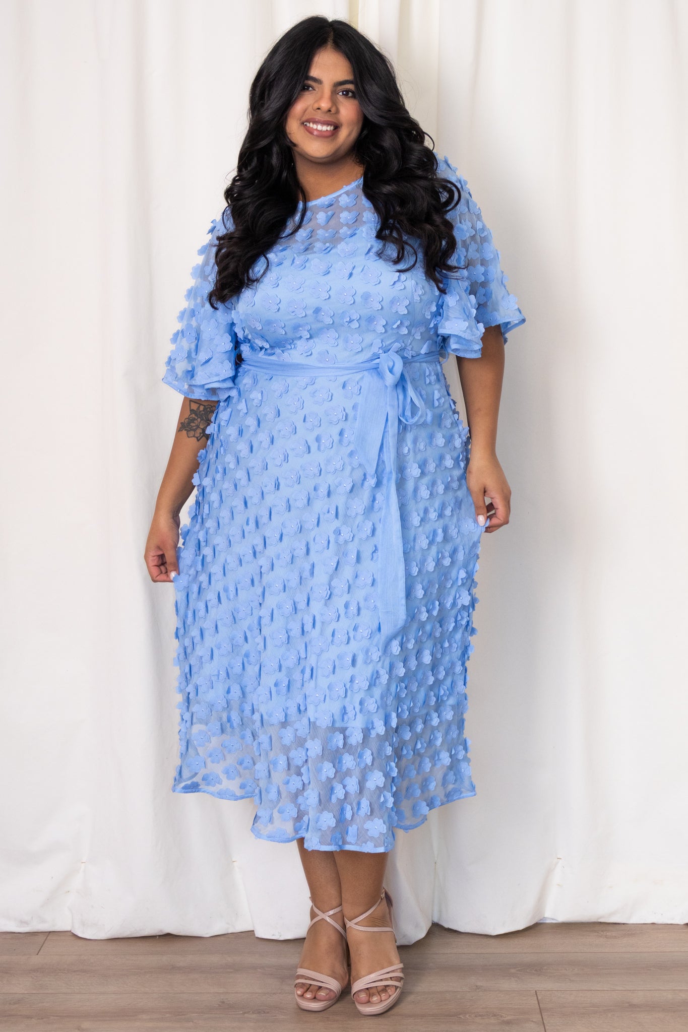 Floral Applique Midi Dress (2-22)