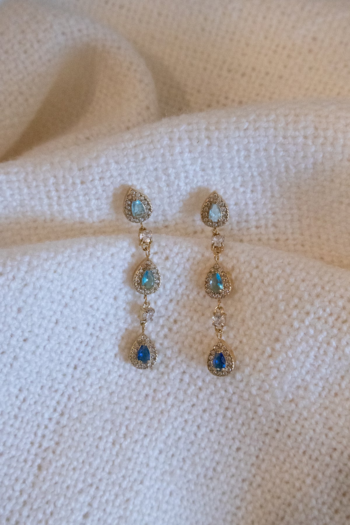 Blue Crystal Drop Earring