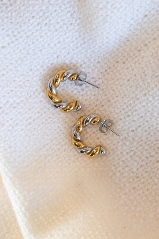 Mixed Metal Twisted Hoop