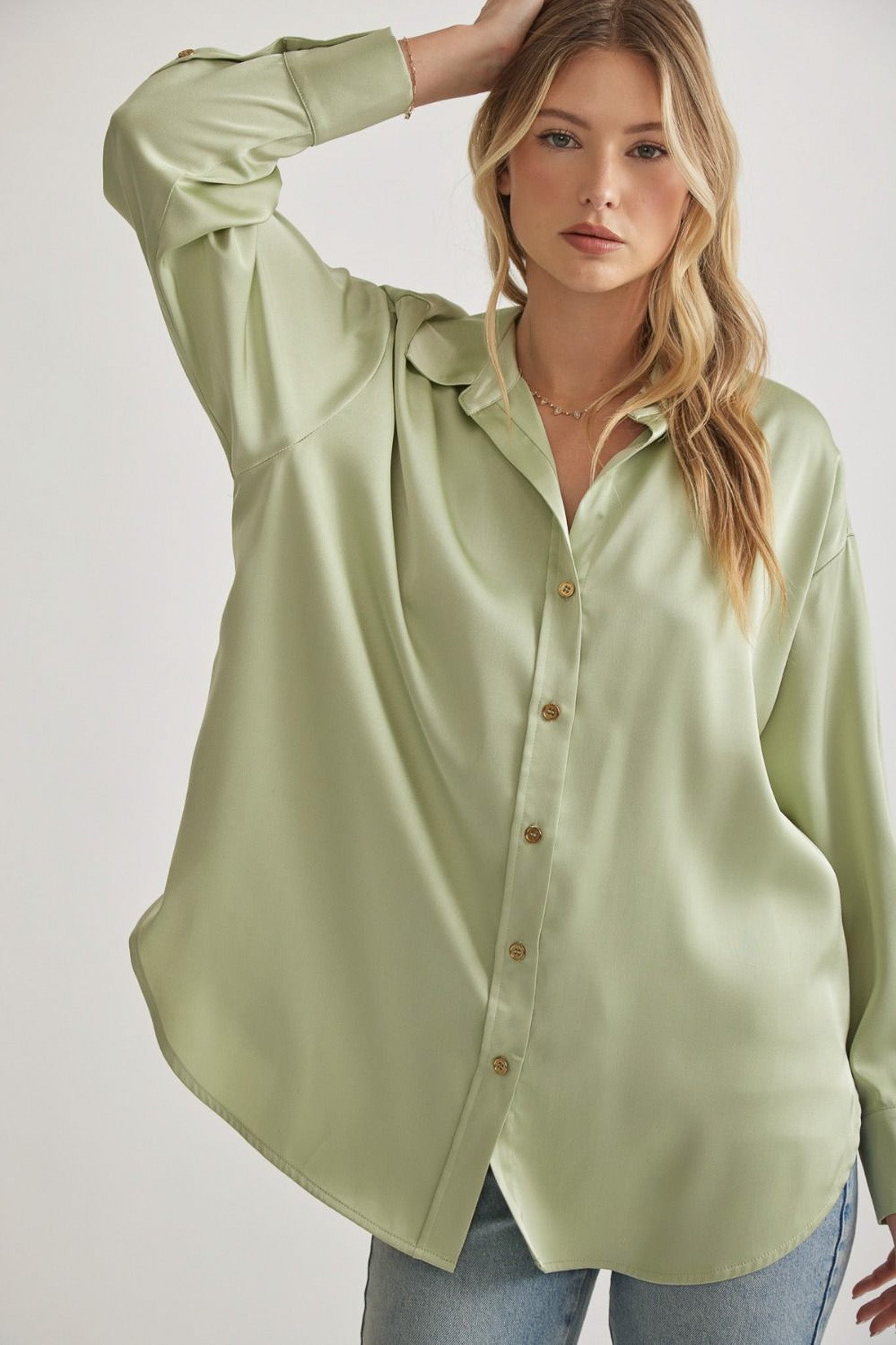 Plus size Green button up shirt 