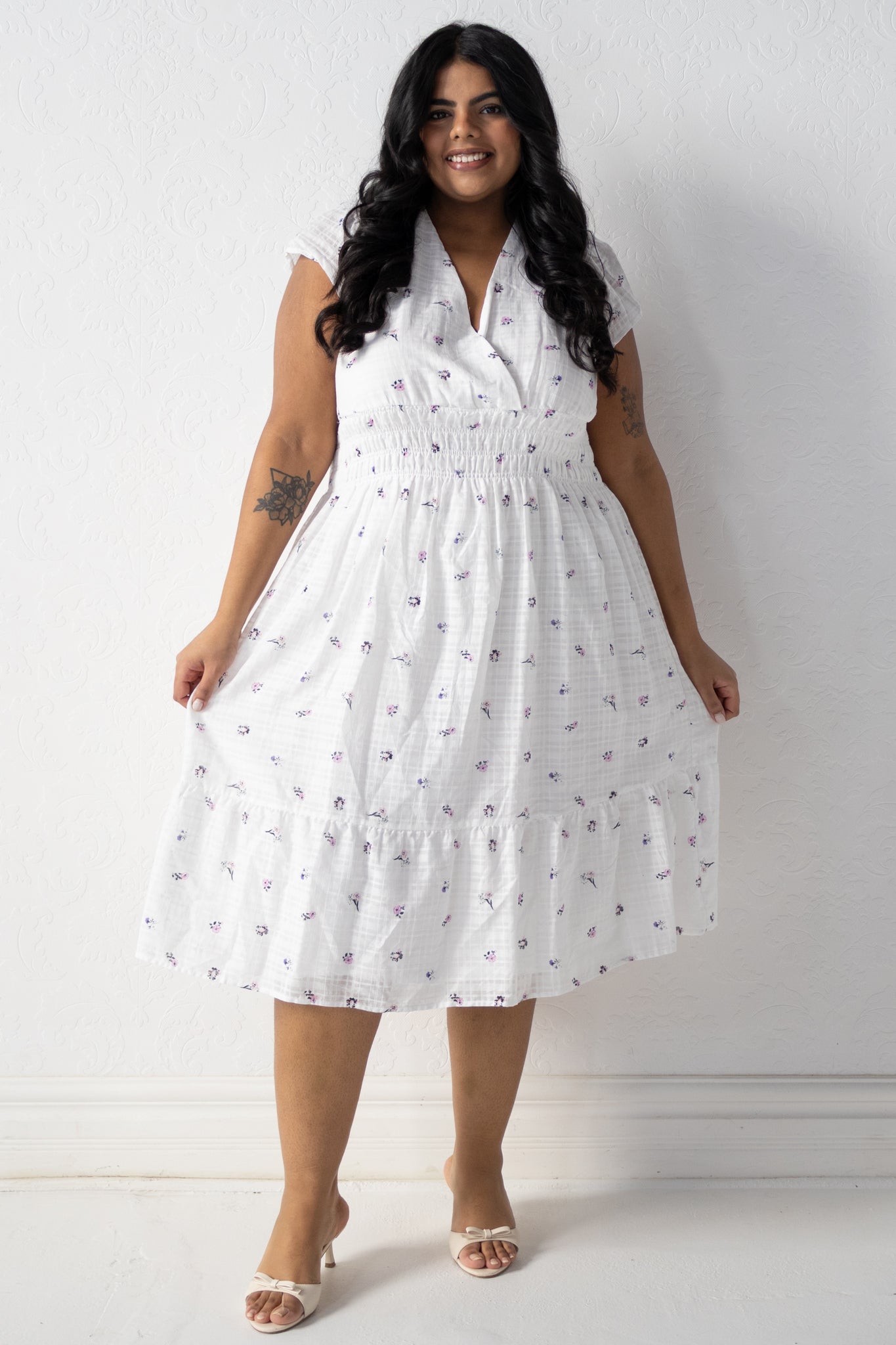Faux Wrap Embroidered Dress (XS-2X)