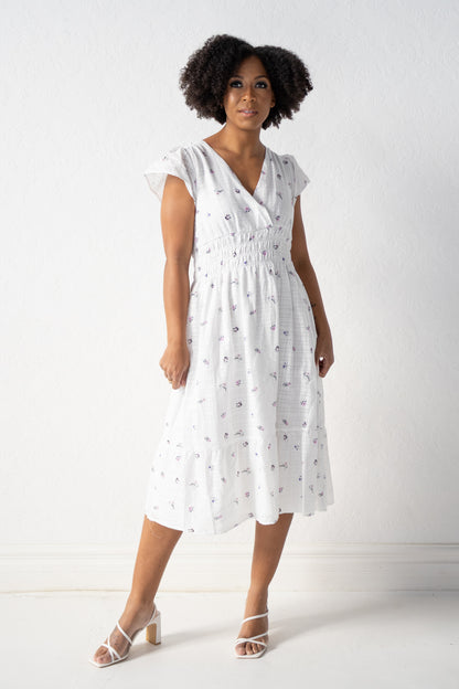 Faux Wrap Embroidered Dress (XS-2X)