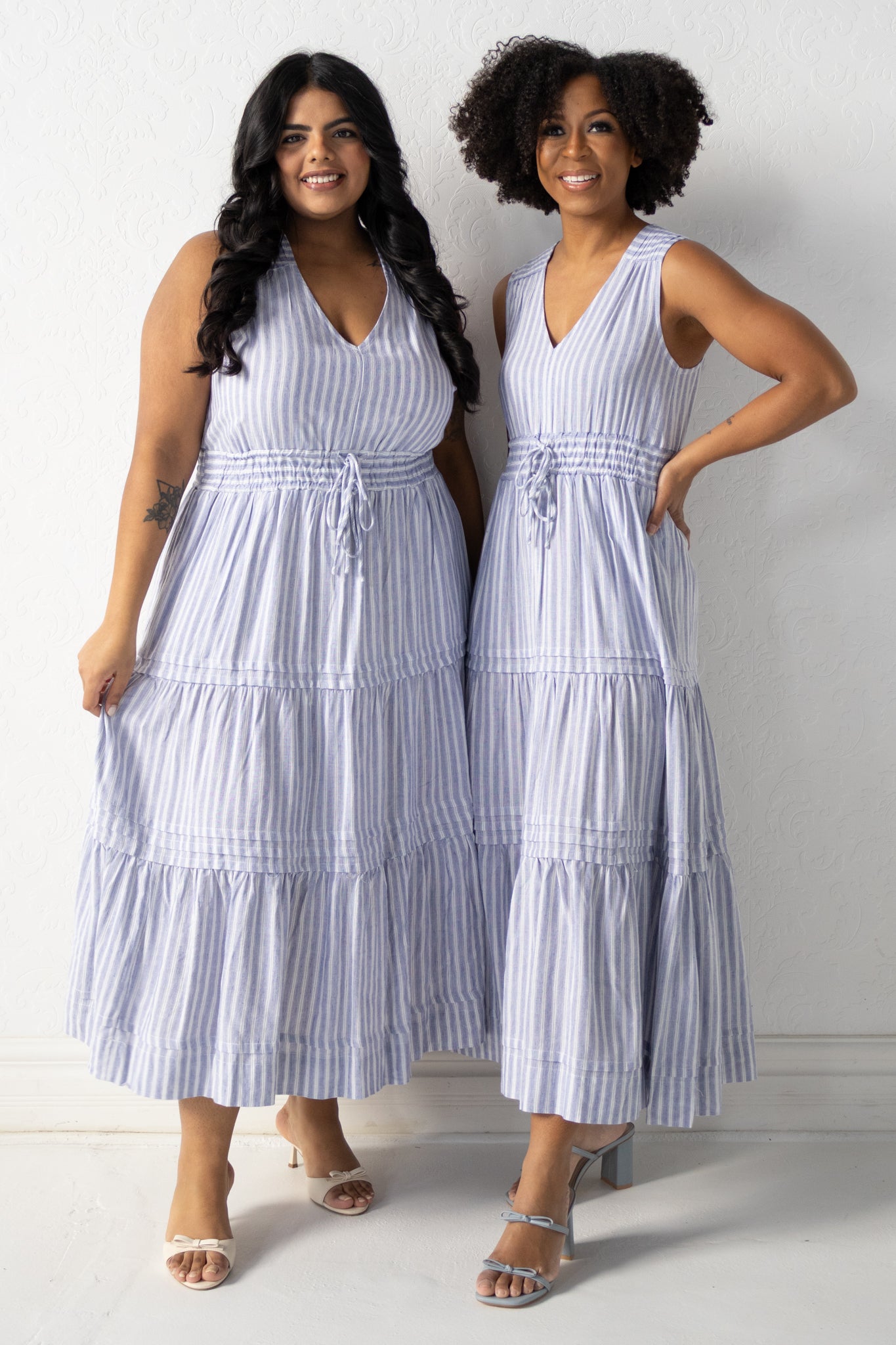 Striped Linen Midi Dress (XS-2X)