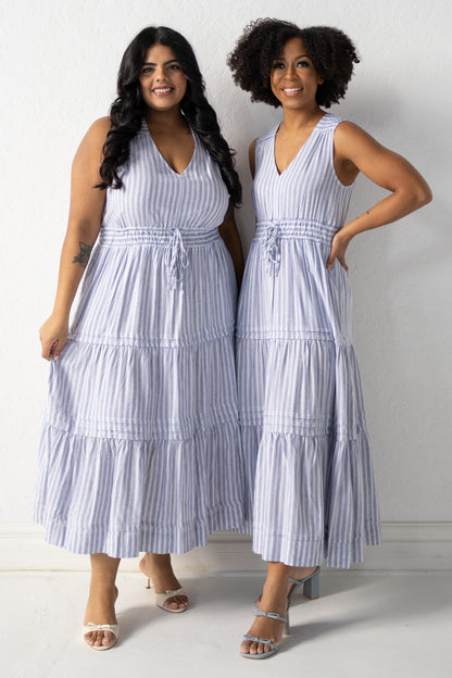 Striped Linen Midi Dress (XS-2X)