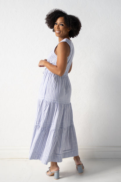 Striped Linen Midi Dress (XS-2X)