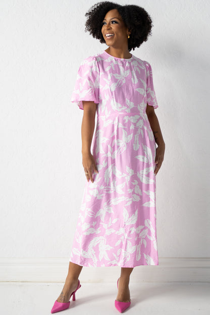 Marlo Leaf Print Midi Dress (6-16)