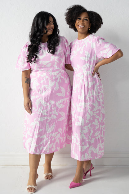 Marlo Leaf Print Midi Dress (6-16)