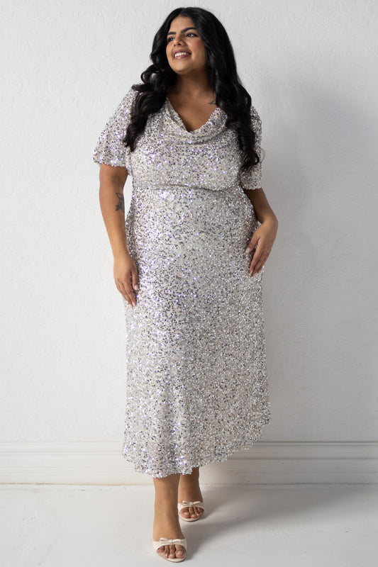 Sequin Flutter Sleeve Midi (2-22)