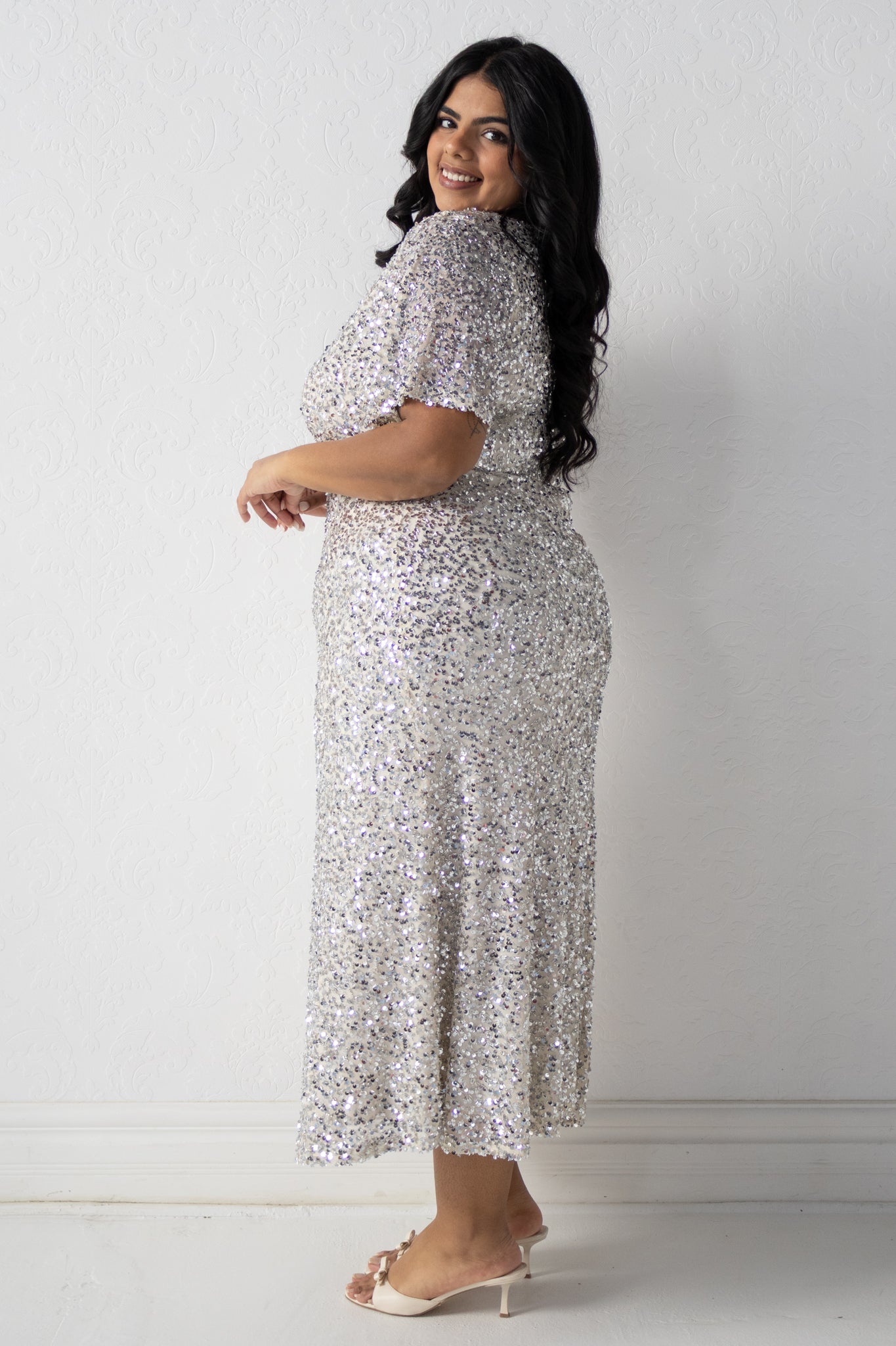 Sequin Flutter Sleeve Midi (2-22)