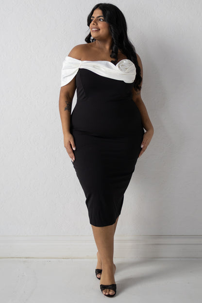 CURVE Tuxedo Rose Cocktail Dress