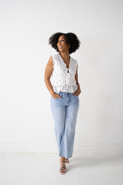 Embroidered Tank Blouse