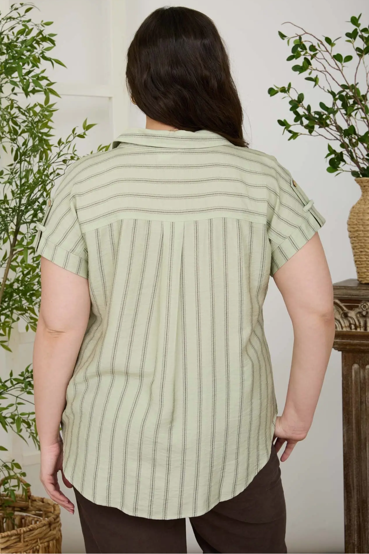 CURVE Striped Linen Top