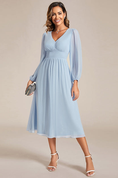 everypretty Baby blue chiffon dress with sleeves 