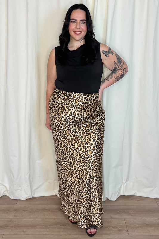 PLUS SIZE LEOPARD MAXI SKIRT 