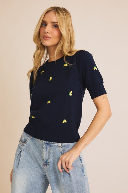 Lemon Short Sleeve Sweater (S-3X)