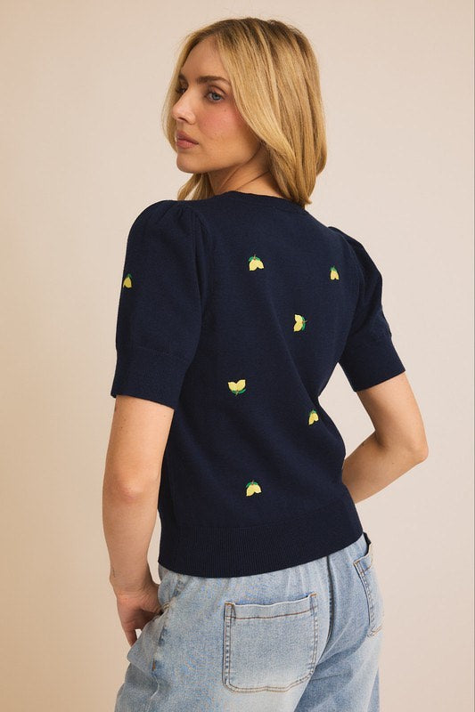 Lemon Short Sleeve Sweater (S-3X)