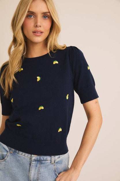 Lemon Short Sleeve Sweater (S-3X)