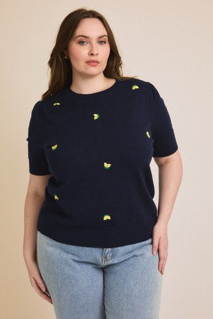 Lemon Short Sleeve Sweater (S-3X)