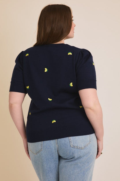 Lemon Short Sleeve Sweater (S-3X)