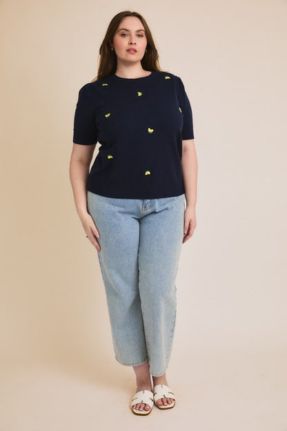 Lemon Short Sleeve Sweater (S-3X)