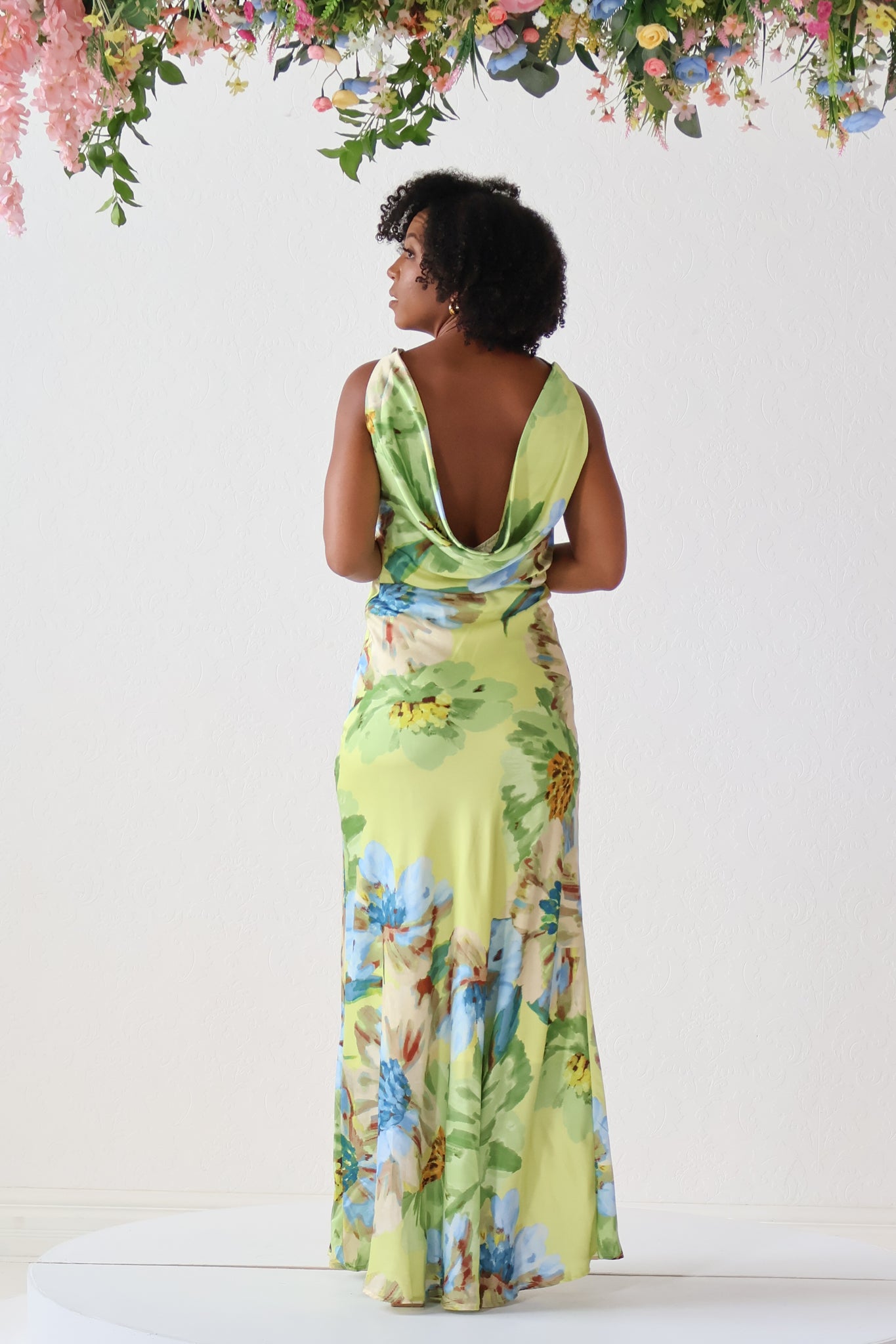 Printed Cowl Slip Dress