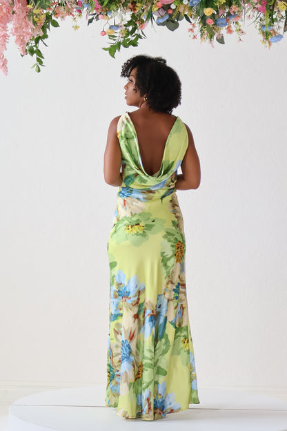 Printed Cowl Slip Dress