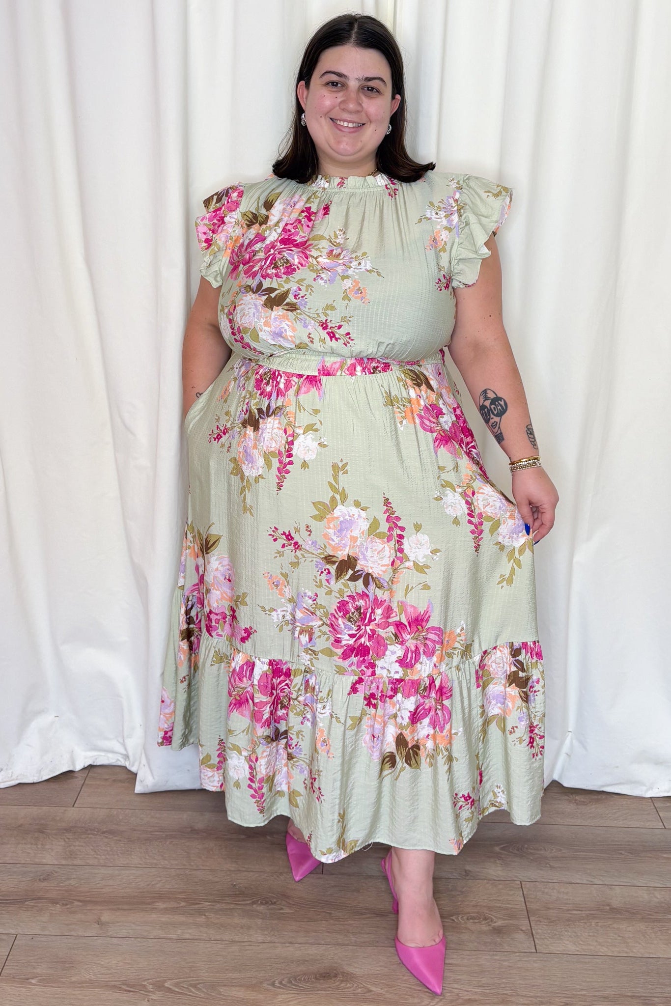 Fuchsia Floral Dress (S-3X) – Valencia Boutique