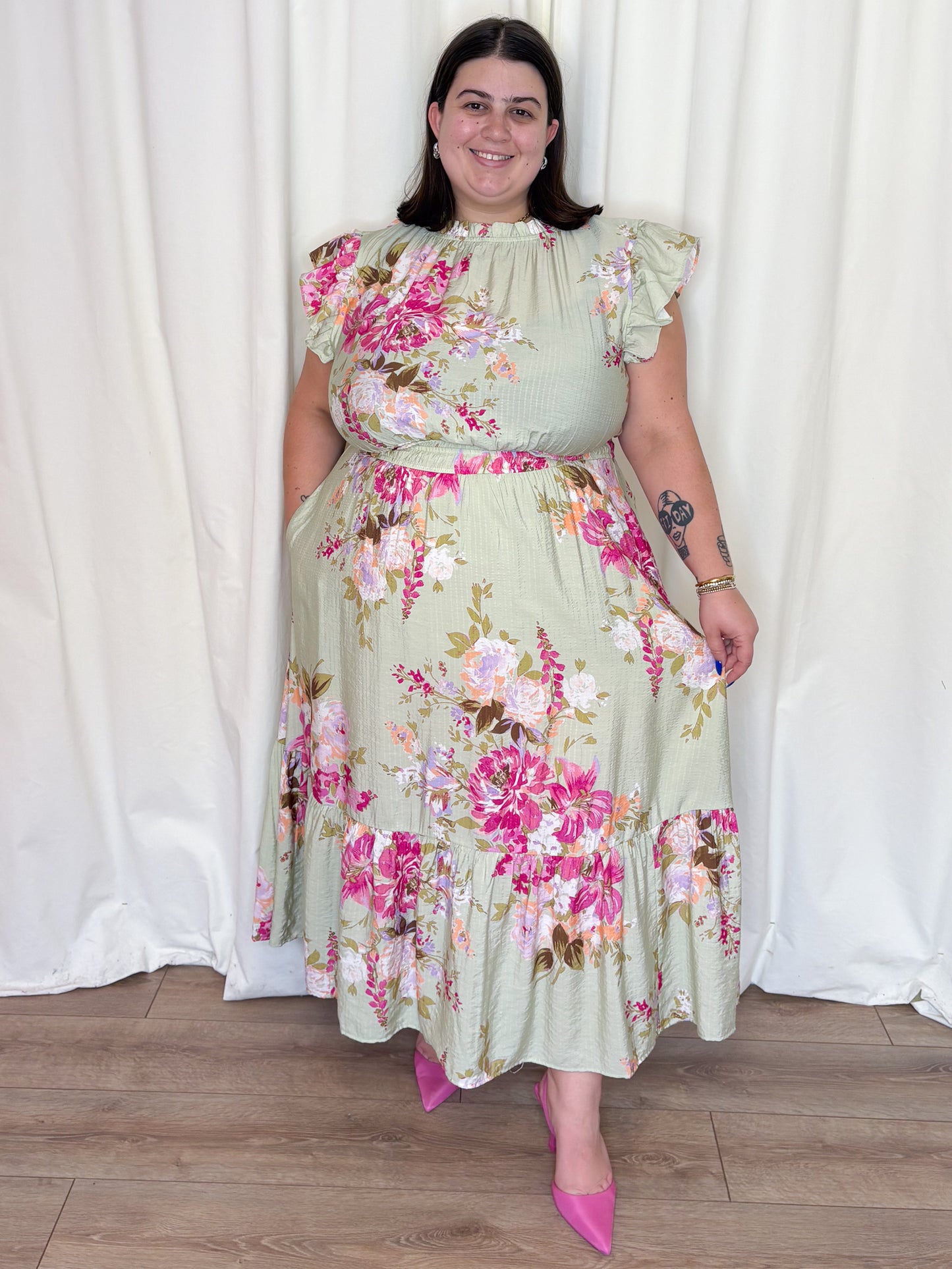 Fuchsia Floral Dress (S-3X)