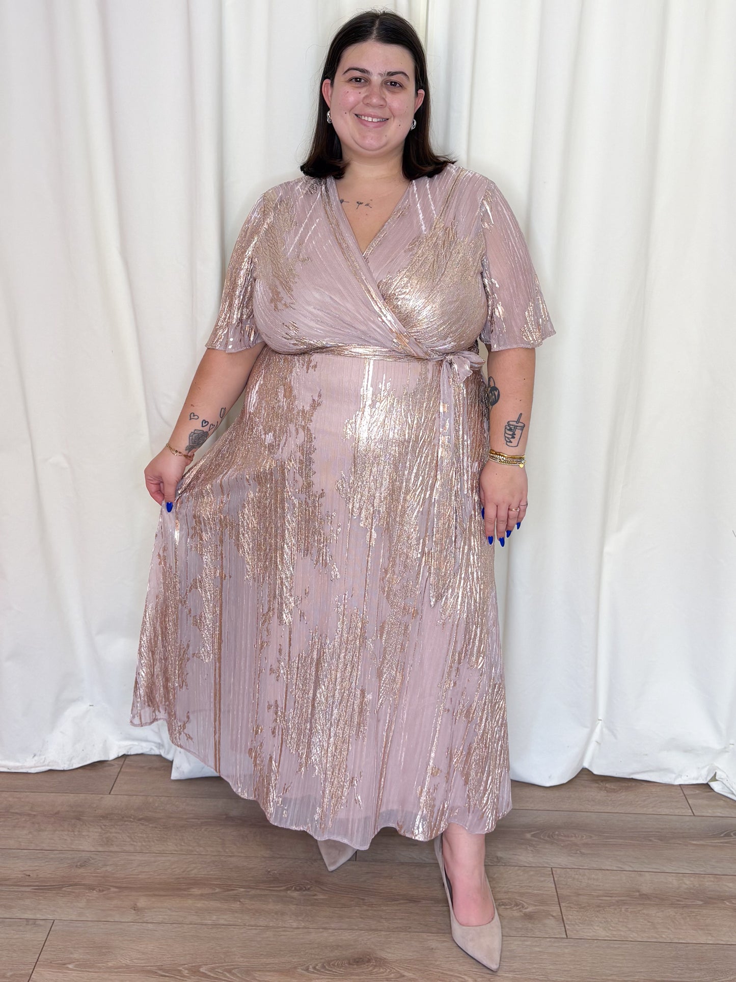 Gold Fleck Wrap Dress (2-22)