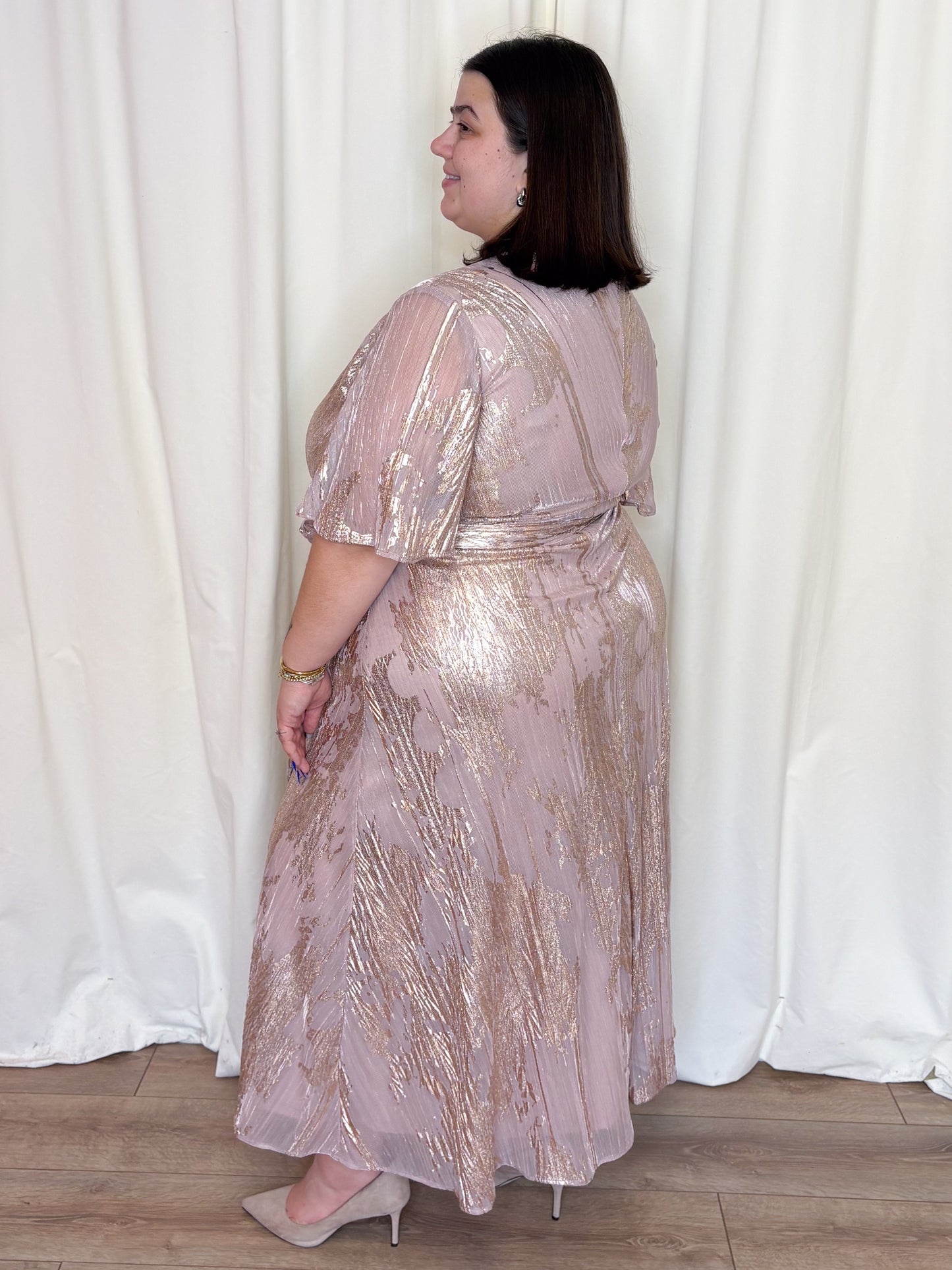 Gold Fleck Wrap Dress (2-22)