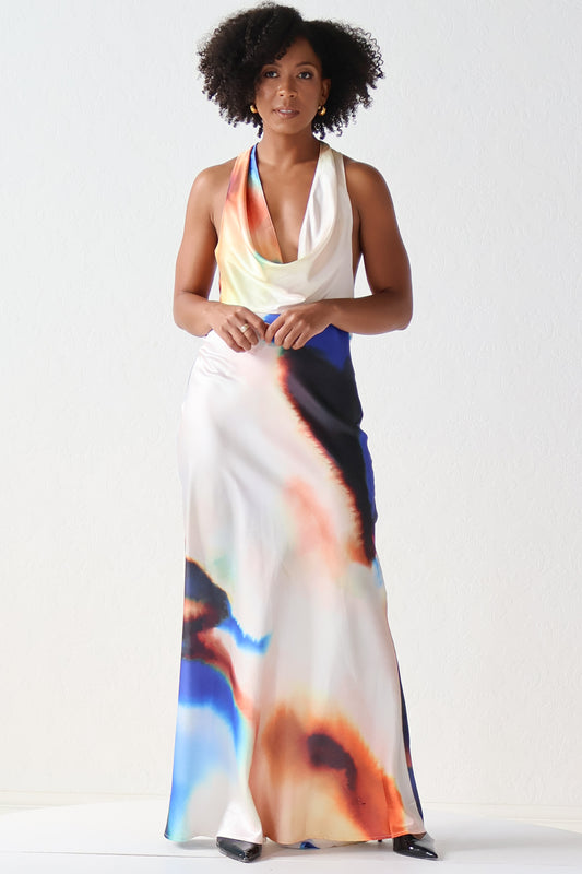 Low Back Satin Maxi Dress
