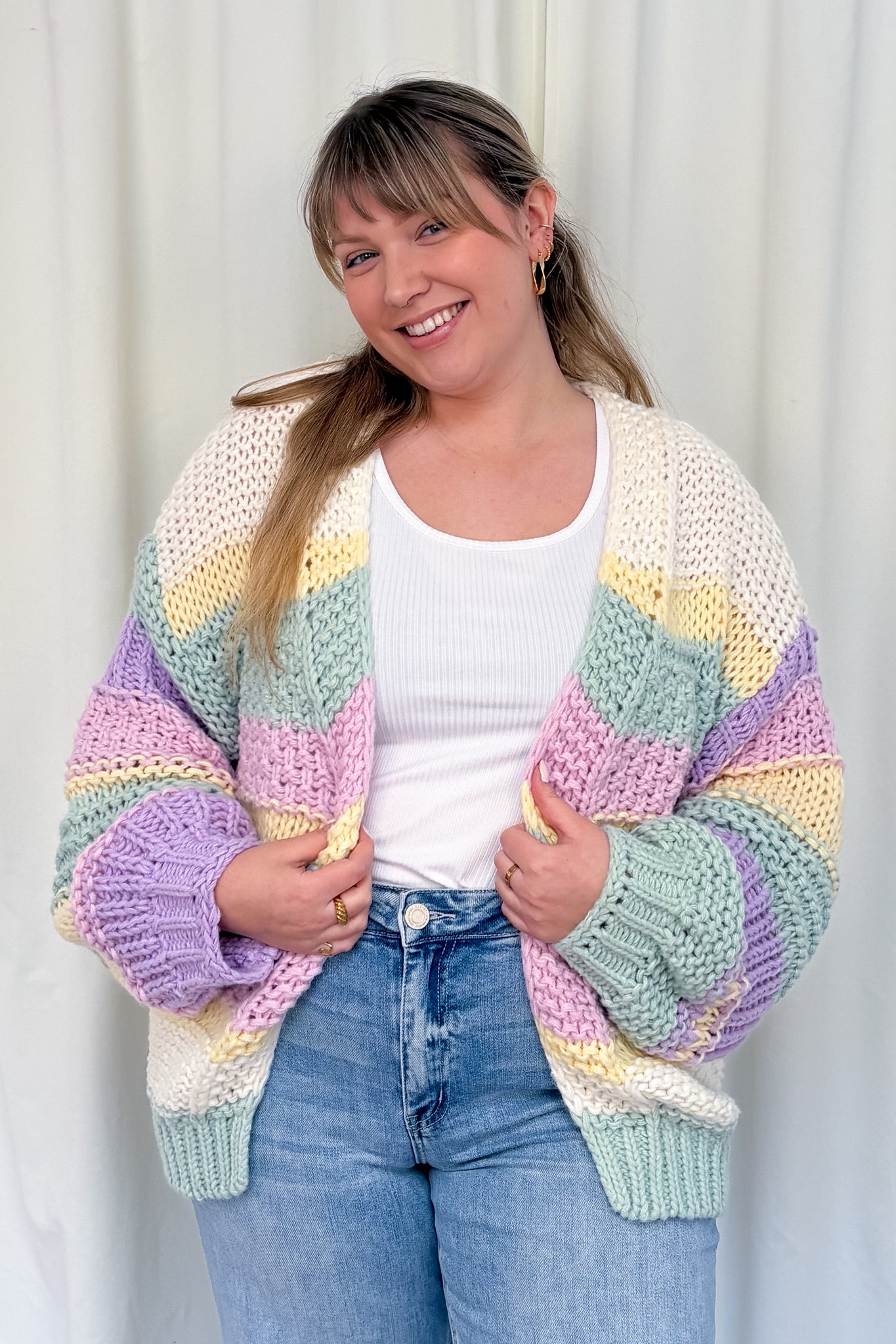Chunky Stripe Cardigan (S-3X)
