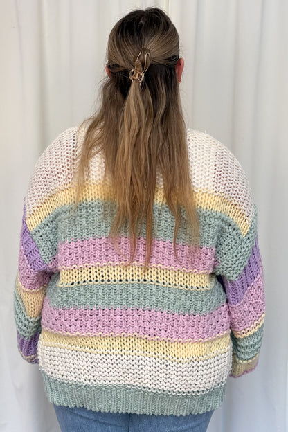 Chunky Stripe Cardigan (S-3X)