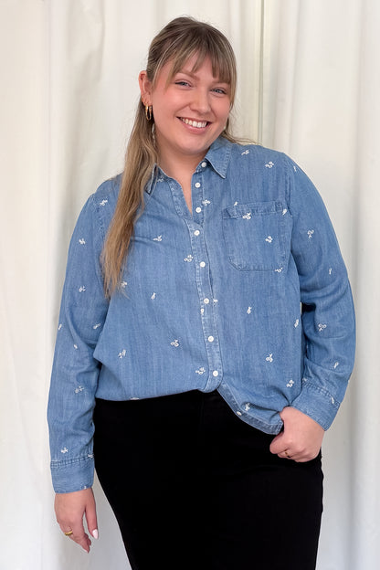 CURVE Embroidered Tencel Shirt