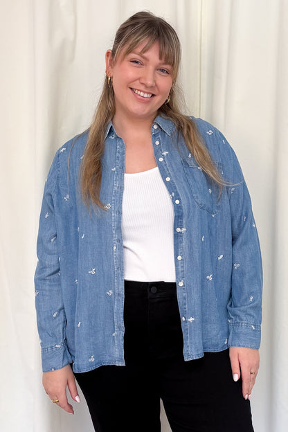 CURVE Embroidered Tencel Shirt