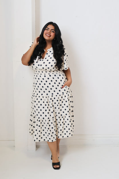 Polka Dot Midi Dress (S-3X)