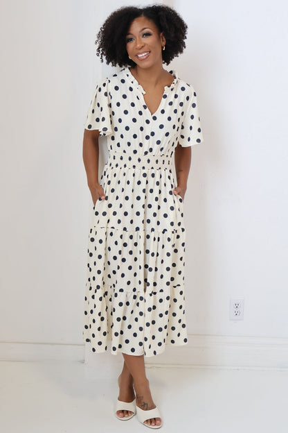 Polka Dot Midi Dress (S-3X)