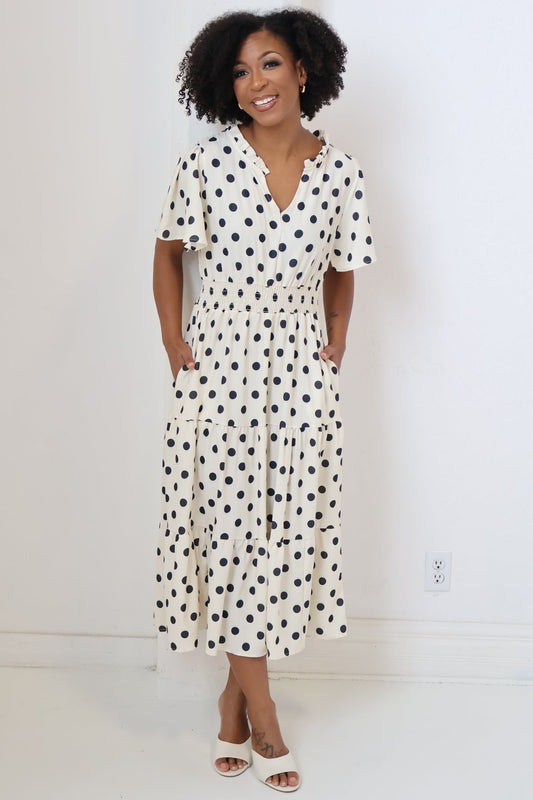 Polka Dot Midi Dress (S-3X)